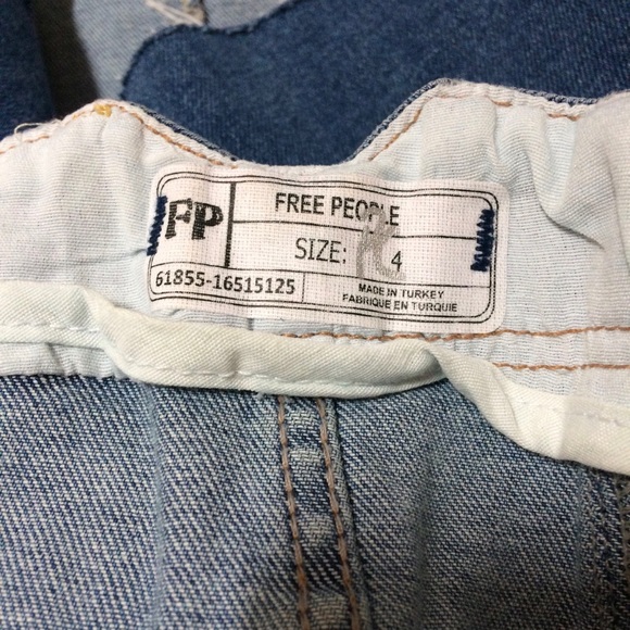 Free People Corsette Frayed Raw Hem Distressed Denim Mini Skirt - Picture 2 of 4